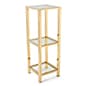 16" W x 46" H Tiered Retail Display, Stainless Steel and Tempered Glass - Gold