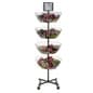 4-Tiered Round Wire Dump Bin, Rotating Baskets, Header, Optional Wheels - Black