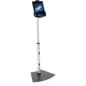 Adjustable iPad Floor Stand, Laptop Lock w/ Exposed Home Button – Black & Silver