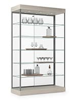 48” Frameless Display Case w/ 5 Tempered Glass Shelves, LED lights - Concrete Groovz Frameless Display Case with Adjustable Shelves