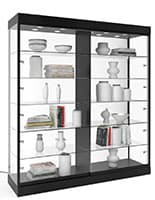 72" Glass Display Case w/ Top Lights, Wheels, Locking Sliding Door Glass showcase cabinet with top and side lights