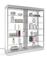 72" Glass Display Case w/ Top & Sdie Lights, Wheels, Locking Sliding Door Glass showcase cabinet with top LED lights