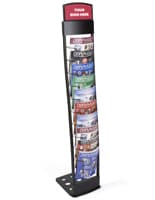 Folding Black 10 Pocket Literature Stand Black Literature Stand with Portable Design