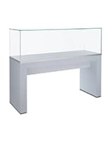 48" Glass Display Table Case w/ Lift-off top, and pneumatic Locking system - Silver Glass display table case with frameless glass area