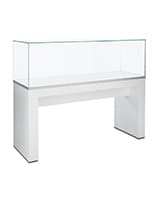48" Glass Display Table Case w/ Lift-off top, and pneumatic Locking system - White Glass display table case with frameless design