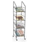 Tabloid Rack for Floor w/ Wheels, 4 Shelves, Fits Newspapers & Magazines - Black