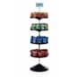 4 Tier Display Rack w/ Rotating Trays, Floorstanding, Top Sign Clip - Black