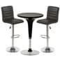 Pub Table Set with 1 Round Cocktail Table, 2 Adjustable Leatherette Stools - Black