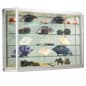 5x3 Wall Mounted Display Case w/Mirror Back, Sliding Doors, Locking - Silver