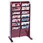 7-Tiered Wood Magazine Floor Stand, 8.5"w, 14 Pockets - Mahogany
