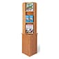4-Sided Literature Floor Stand, 4"/8.5"w, 12/24 Pockets, Rotating - Medium Oak