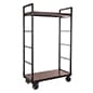 Rolling Clothing Rack with 2 Wooden Shelves & Hanging Rail - Mahogany
