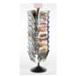 8-Tiered Metal Wire Magazine Floor Stand, 8.5"w, Rotating, Header - Black