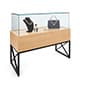 45" Glass Display Case with Locking Drawers, Frameless, Ships Assembled - Wood Grain