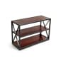 Steel Frame X-Sided Shelving Unit with 3 Solid Wood Tiers, Open Back - Dark Brown