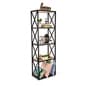 Tall Steel Frame X-Sided Shelving Unit with 5 Solid Wood Tiers - Natural