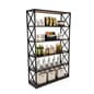 Steel Frame X-Sided Shelving Unit w/ 6 Solid Wood Tiers - Dark Brown