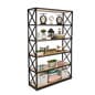Steel Frame X-Sided Shelving Unit with 6 Solid Wood Tiers, Open Back - Natural