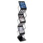 6-Pocket Portable Literature Floor Stand w/ Case, Double Sided, Adjustable Height
