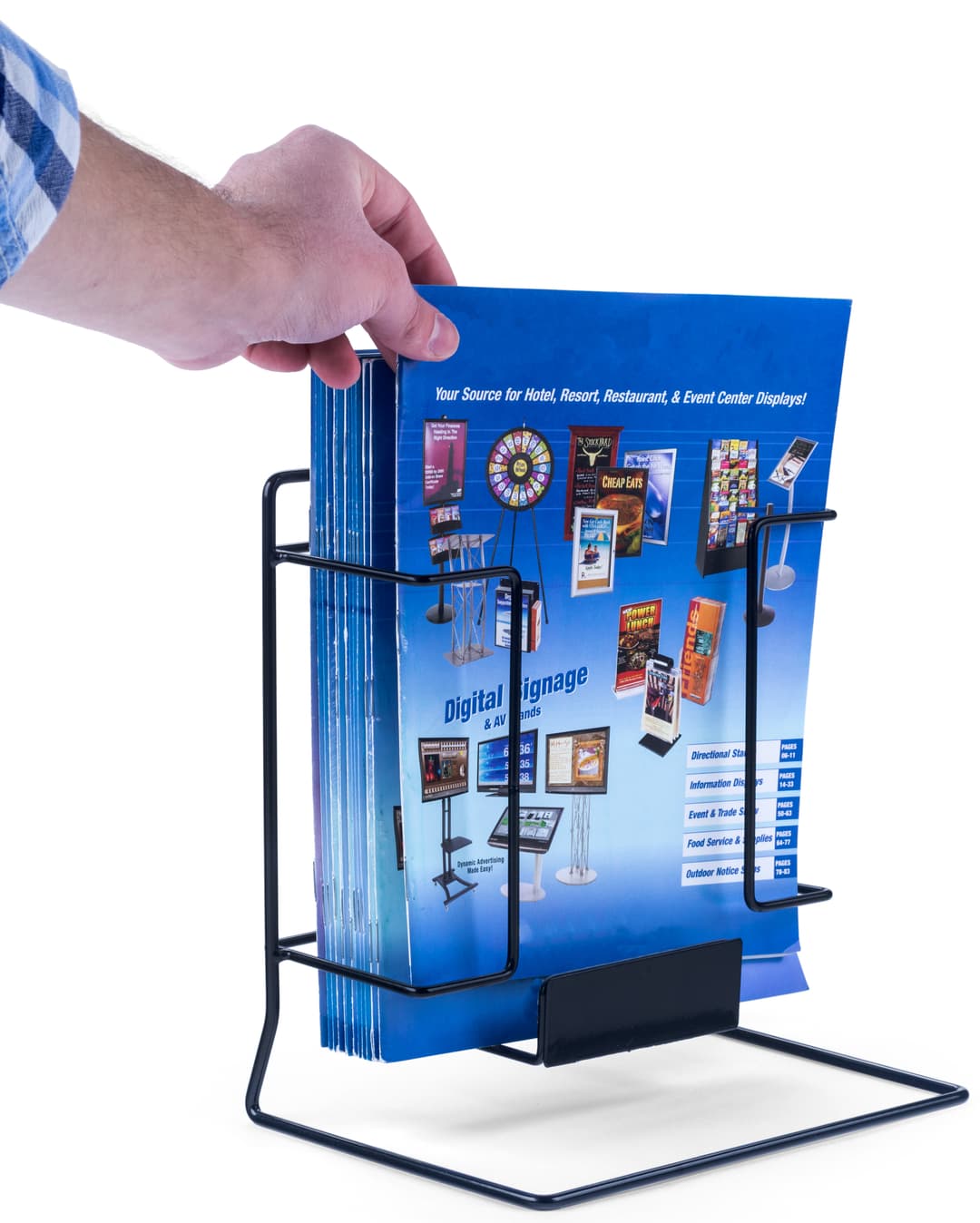 Wire Magazine Rack Tabletop Single Wire Magazine Rack | Label Holder Included | Displays2Go