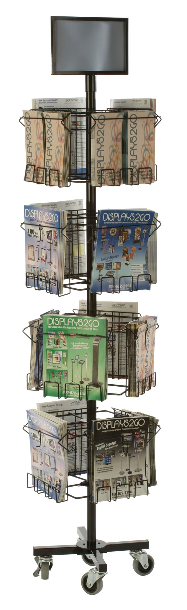 Rotating Carousel Display Standalone Literature Carousel | 4 Sided Rotating Compartments ...