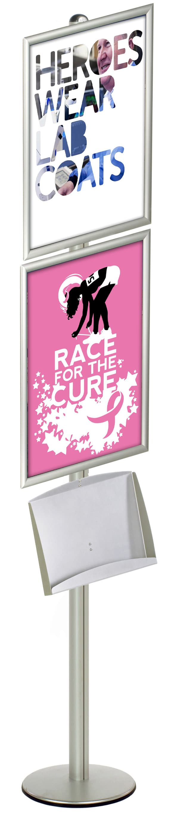Display Post Small Indoor Advertising Post | w/ Poster Frames & Magazine Holder | Displays2Go