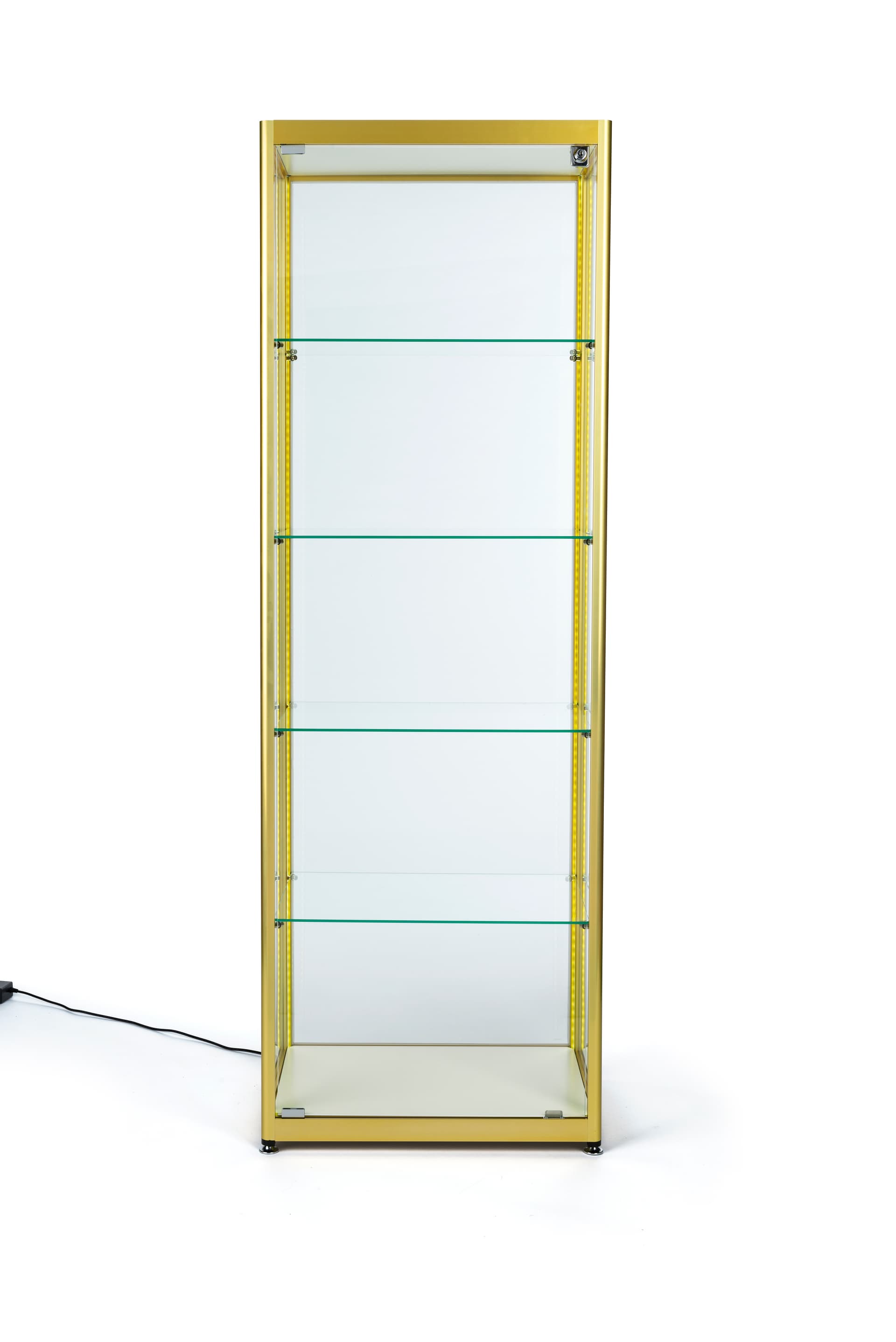 Narrow Display Rack Full Glass Narrow Display Cabinet | Adjustable Shelves, 23.5