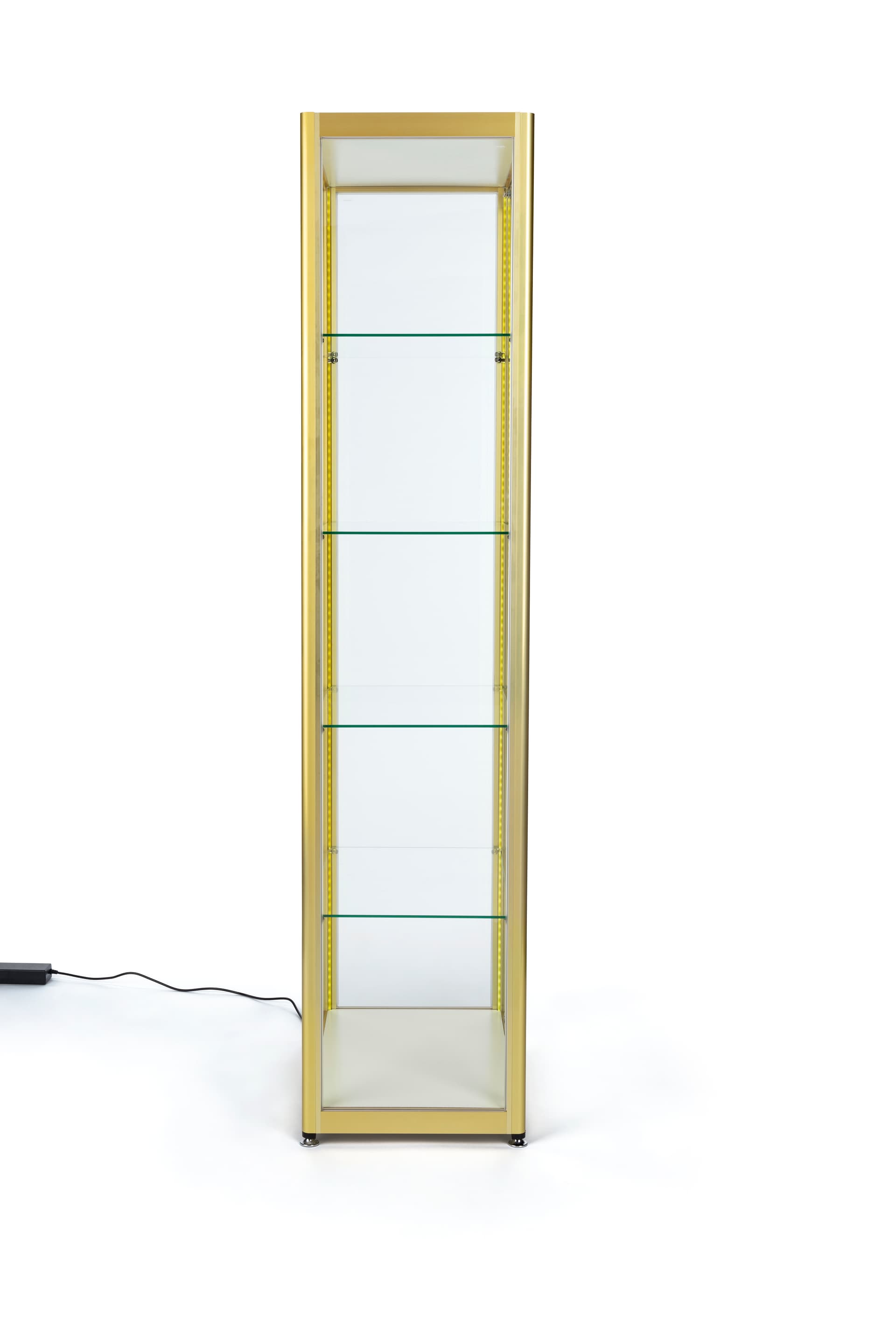 Narrow Display Rack Full Glass Narrow Display Cabinet | Adjustable Shelves, 23.5