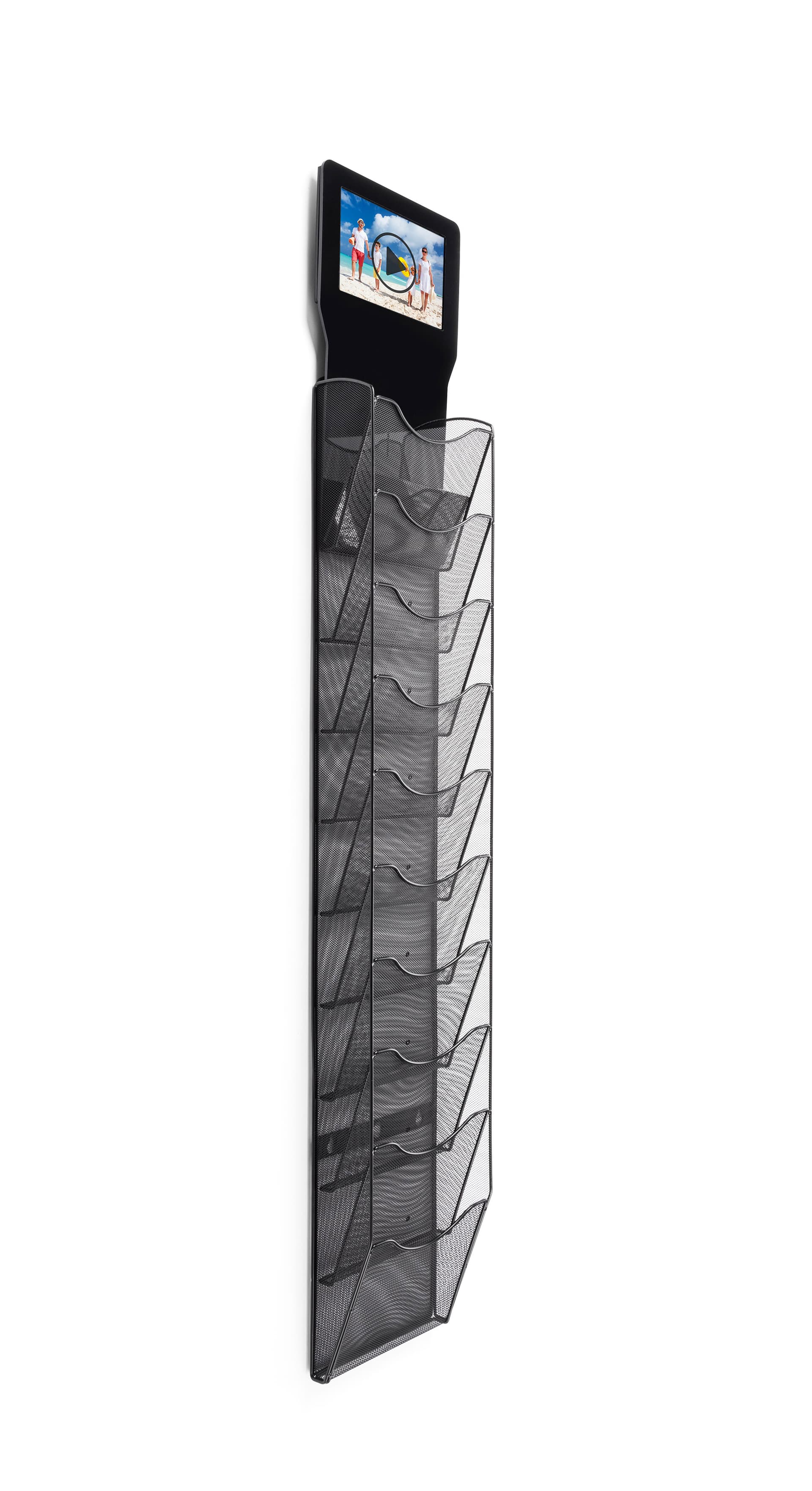 Magazine Wall Rack with Digital Sign | Catalog & Media Display ...