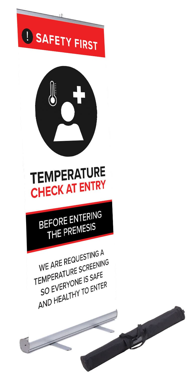 Temperature Check Commercial Retractable Temperature Check Banner | 33