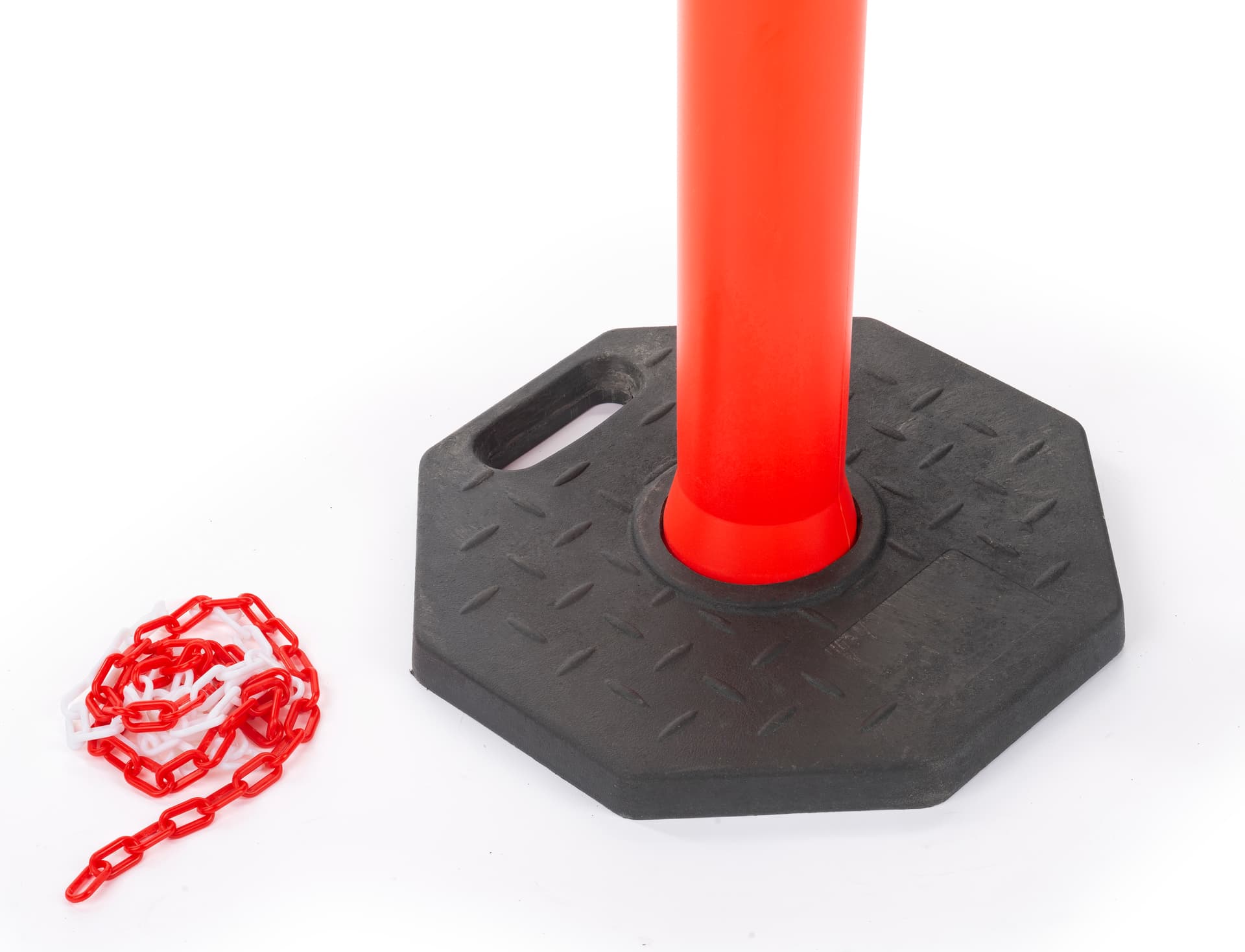 Rubber Post Traffic Delineator Post with Chain | Heavy-Duty Rubber Base | Displays2Go
