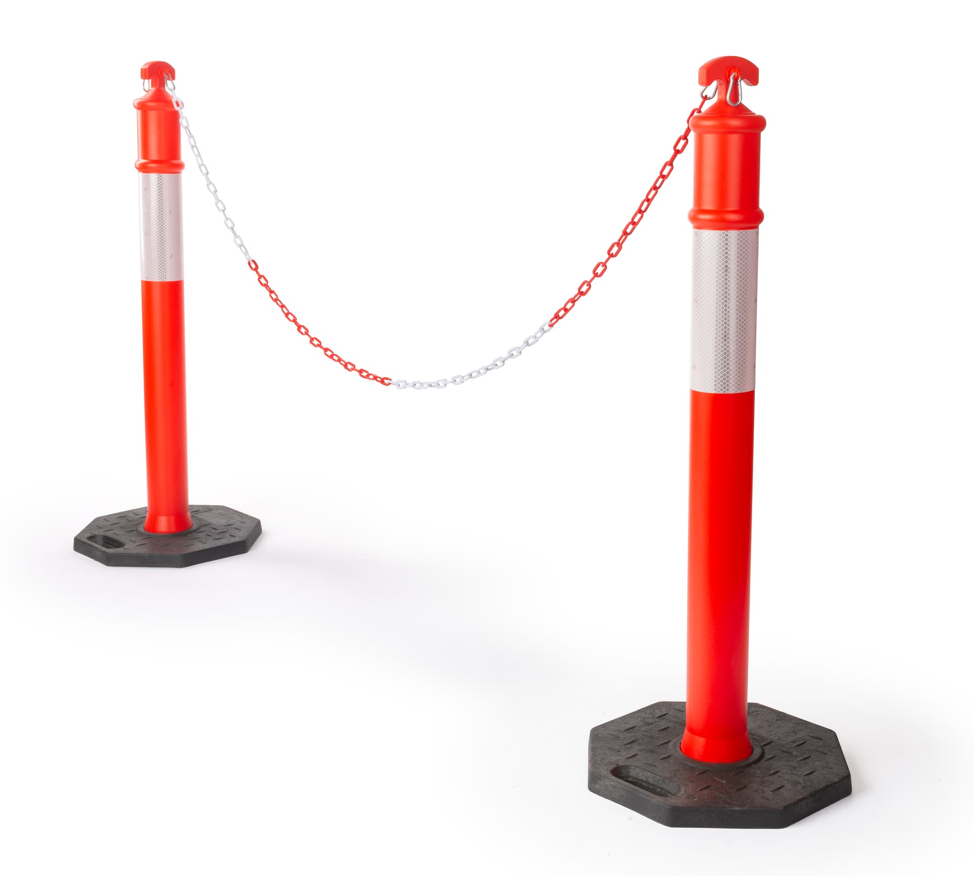 Rubber Post Traffic Delineator Post with Chain | Heavy-Duty Rubber Base | Displays2Go