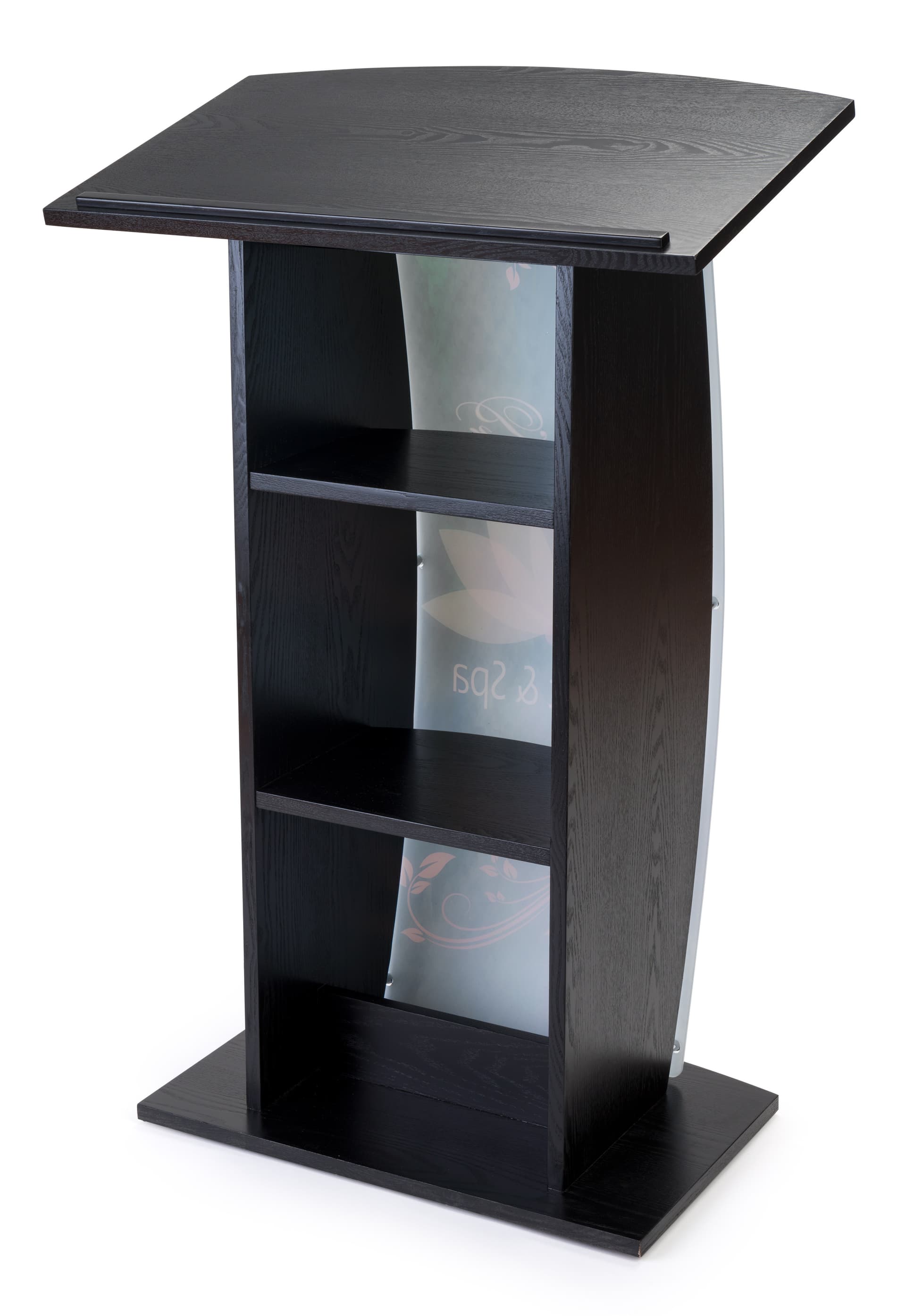 Branded Rounded Lectern Black Custom Lectern | Acrylic Front Panel w/ UV Digital Printing ...