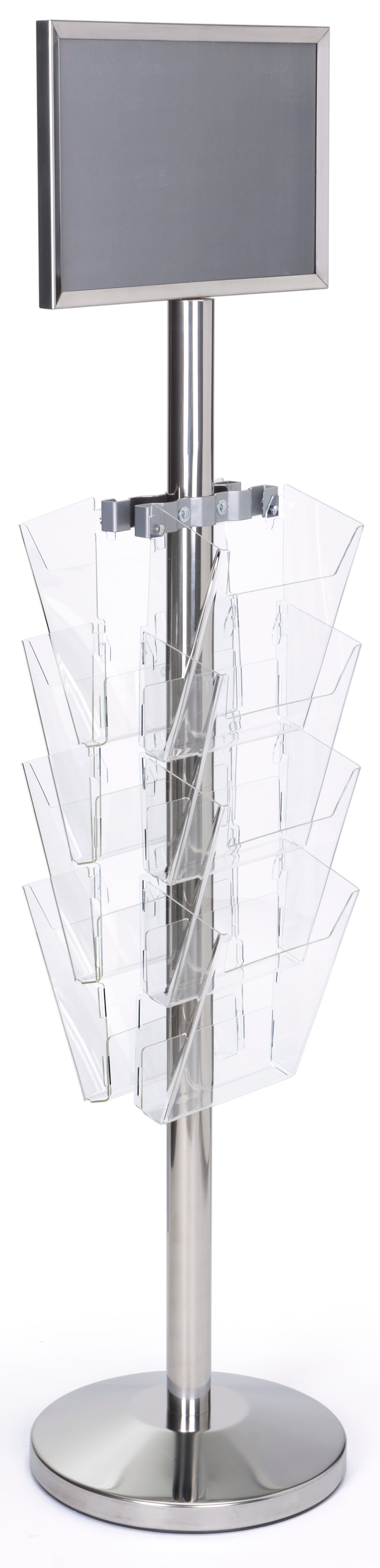 Magazine Rack Sign 17 x 11 Floor Sign Stanchion with Magazine Rack | 8 Clear Pockets ...
