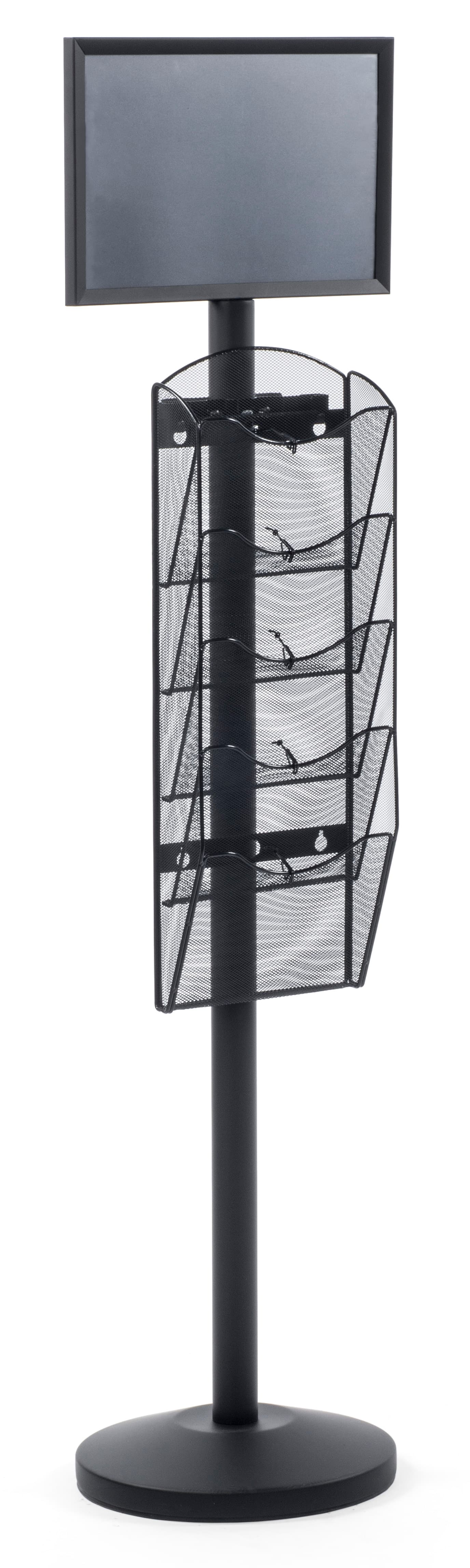 Library Post Hardware 17” x 11” Sign Post with 5 Mesh Literature Pockets | Displays2Go