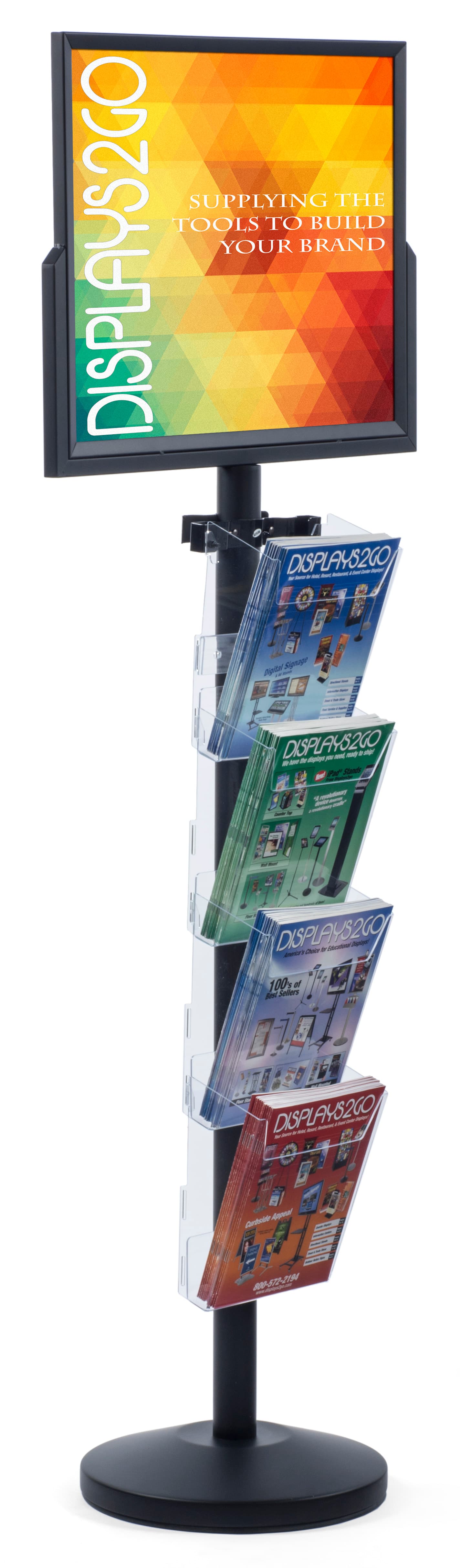 Display Post Small 24” x 18” Sign Post with 4 Clear Literature Pockets | Displays2Go