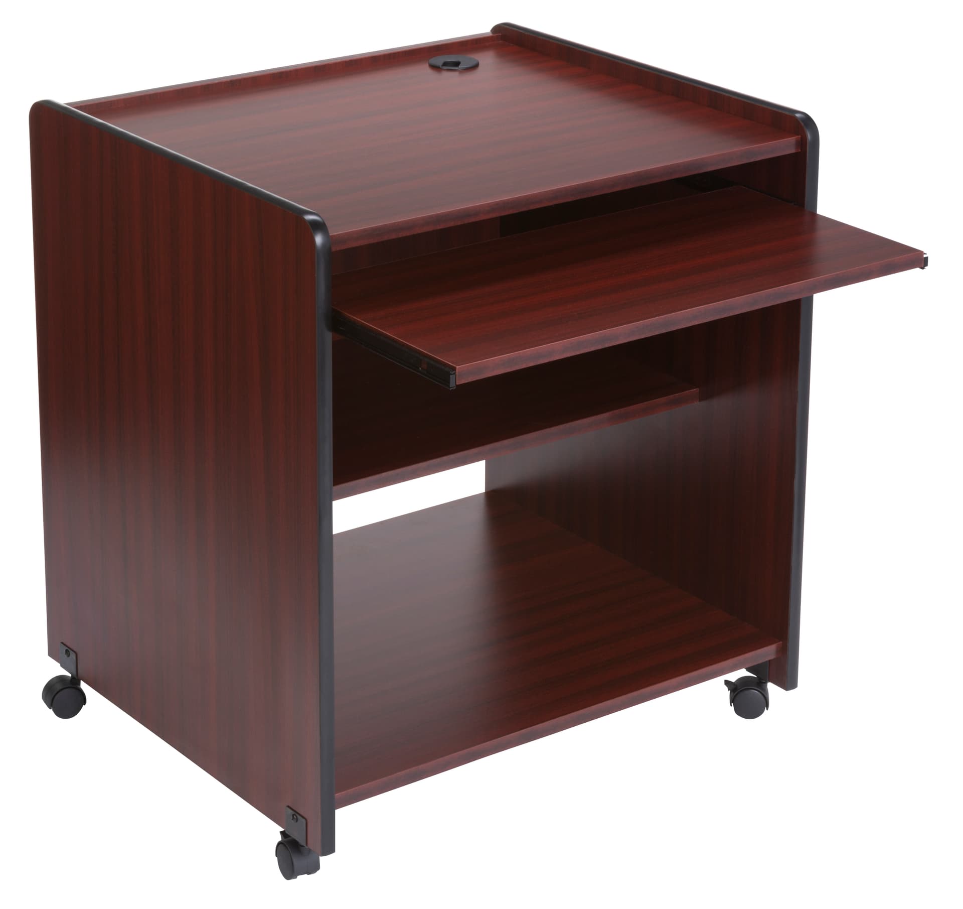 Organized Computer Cart Wood Computer Cart | Keyboard Tray & Shelf | Displays2Go