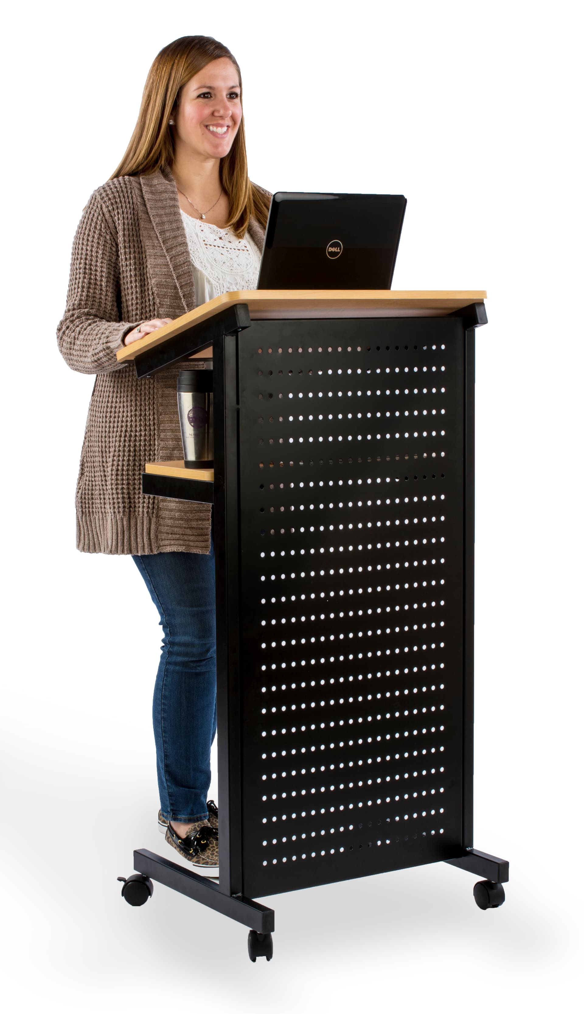 Mobile Presentation Stand | Maple Laminated Surface | Displays2Go