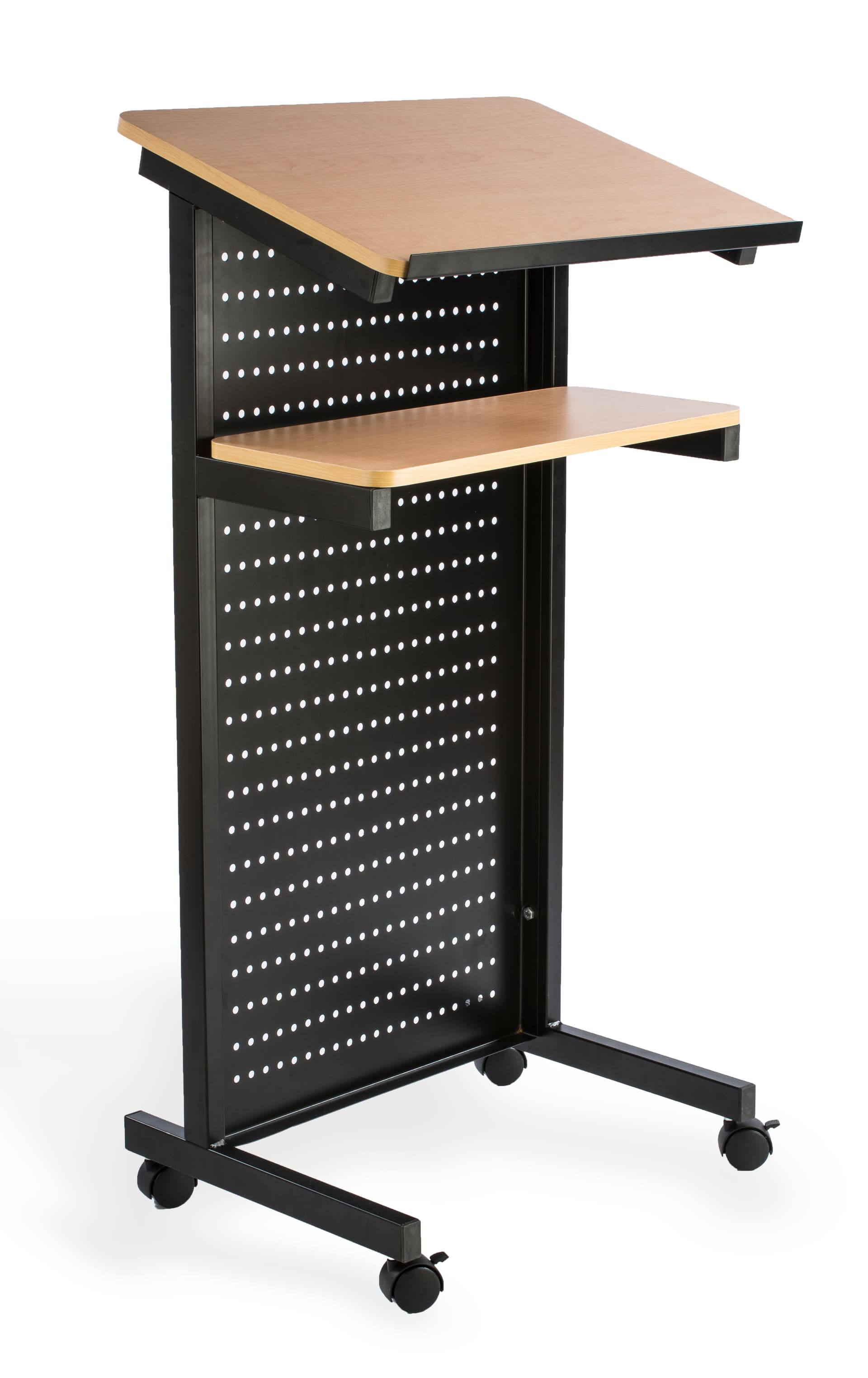 Powerpoint Display Stand Mobile Presentation Stand | Maple Laminated Surface | Displays2Go