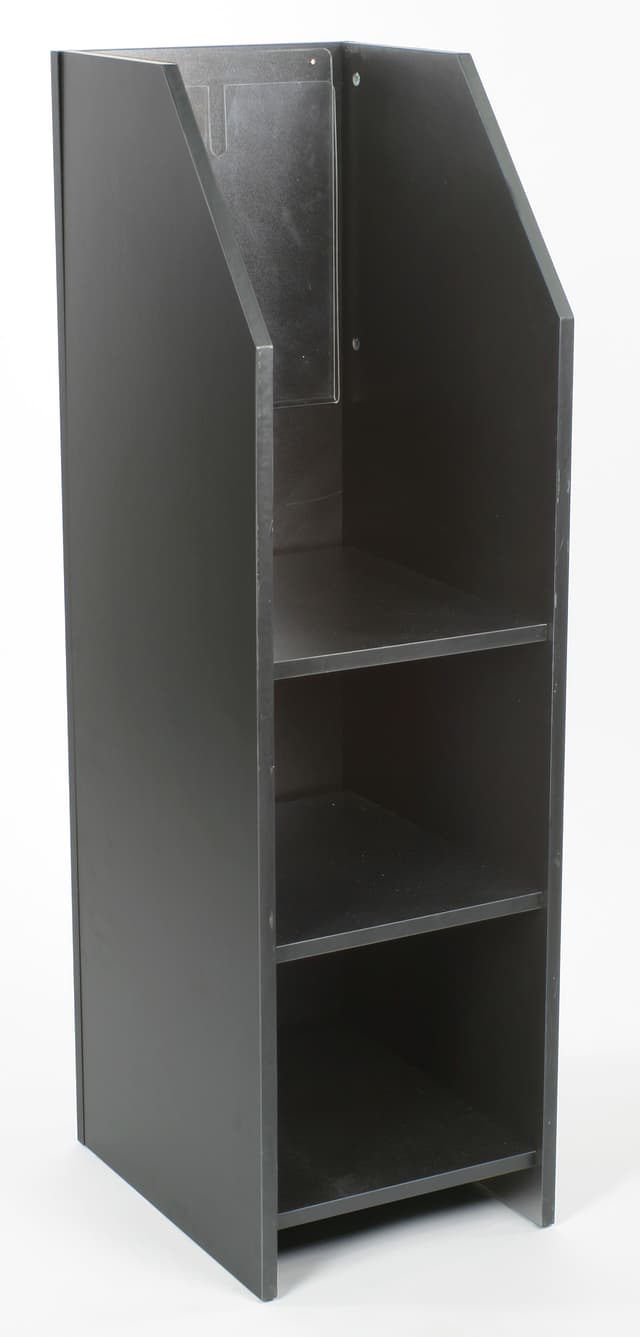 Newsletter Rack Fixed Wood Newspaper Rack is perfect for previewing the headlines. | Displays2Go