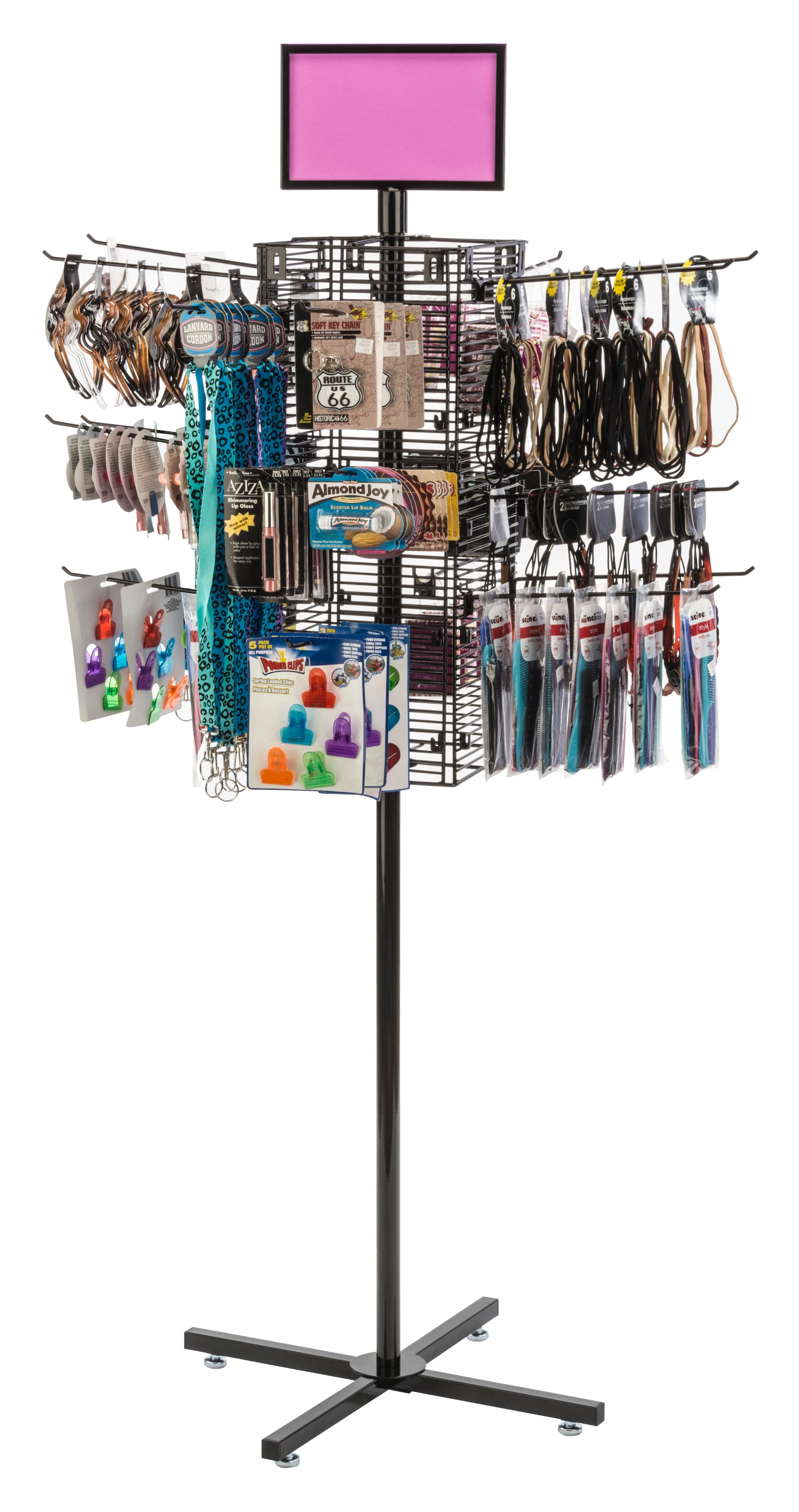 Rotating Grid Rack with 12” Pegs | Square Spinner with Header | Displays2Go