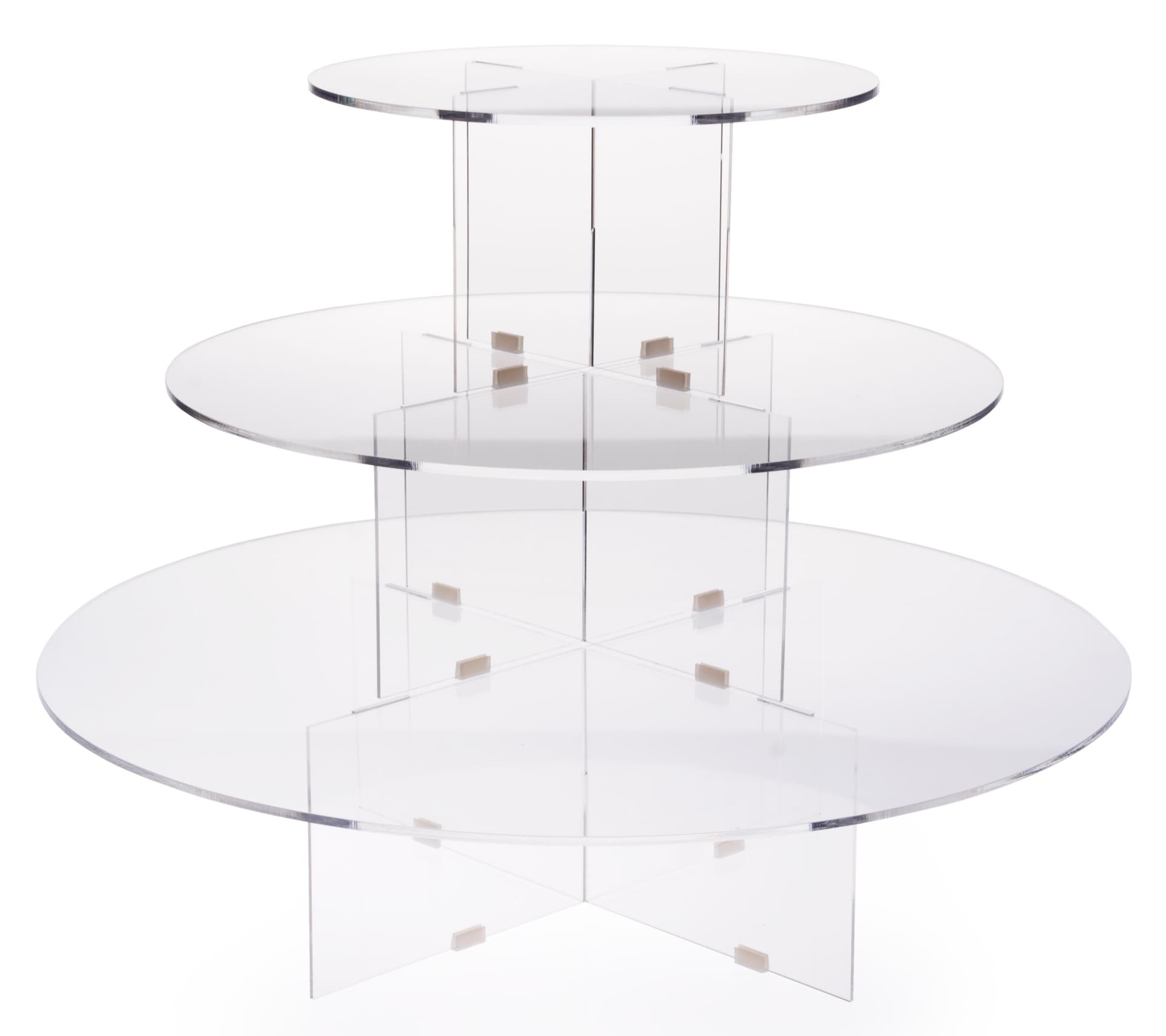 Clear Table Riser 3 Tier Riser | Round Clear Acrylic Tabletop Display | Displays2Go