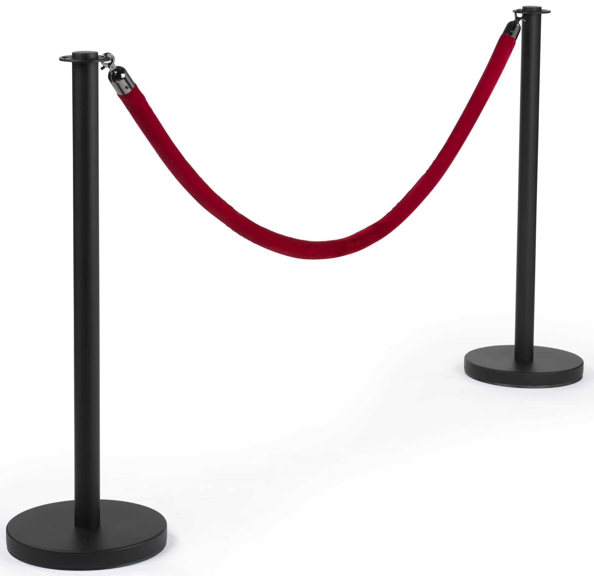 Planetqueue Rope Queue Pole with Red Velvet Rope | Rubberized Base | Displays2Go