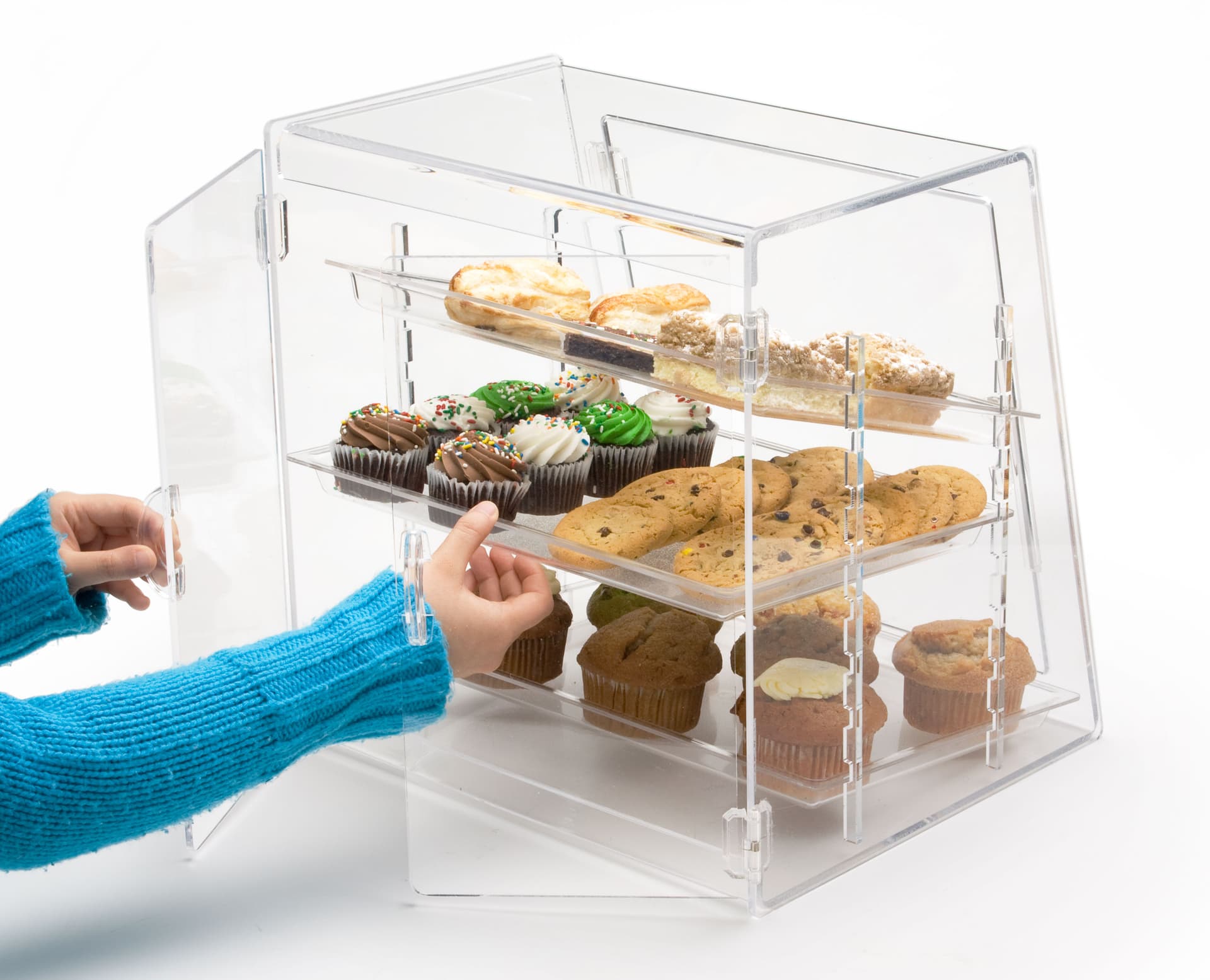 Roll Food Display Front & Rear Loading Bakery Display | Removable Trays | Displays2Go