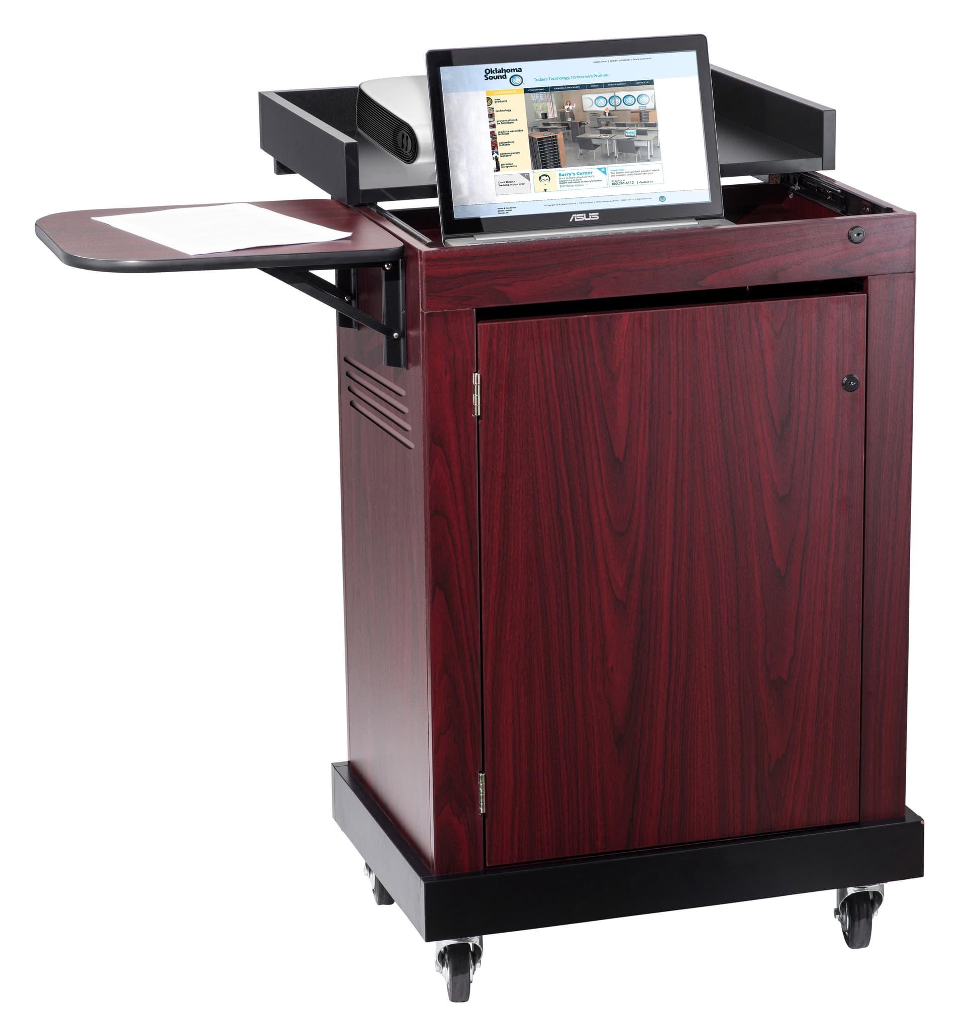 Multimedia Lectern Multi-Purpose Multimedia Lectern - Mahogany | Displays2Go