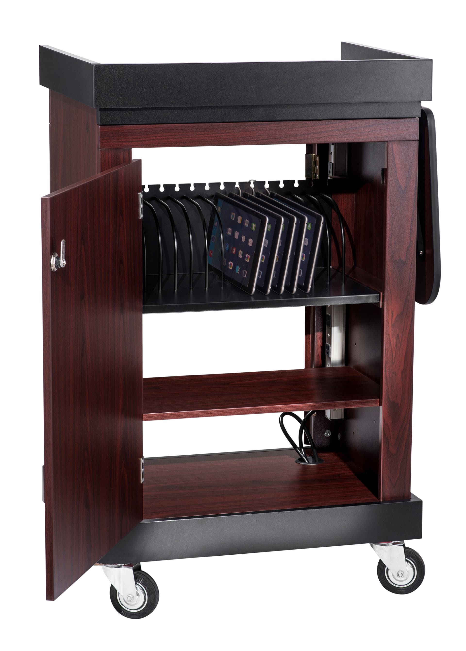 Multimedia Lectern Multi-Purpose Multimedia Lectern - Mahogany | Displays2Go