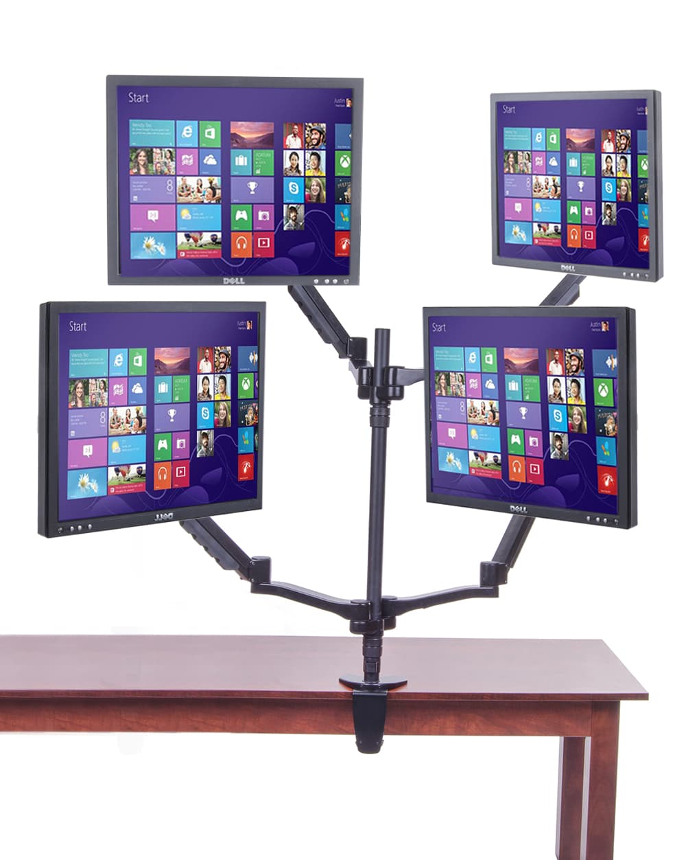 4 Post Monitor Rack (4) Monitor Mount | Multi-Screen Display for 12”-24” Screen Sizes ...