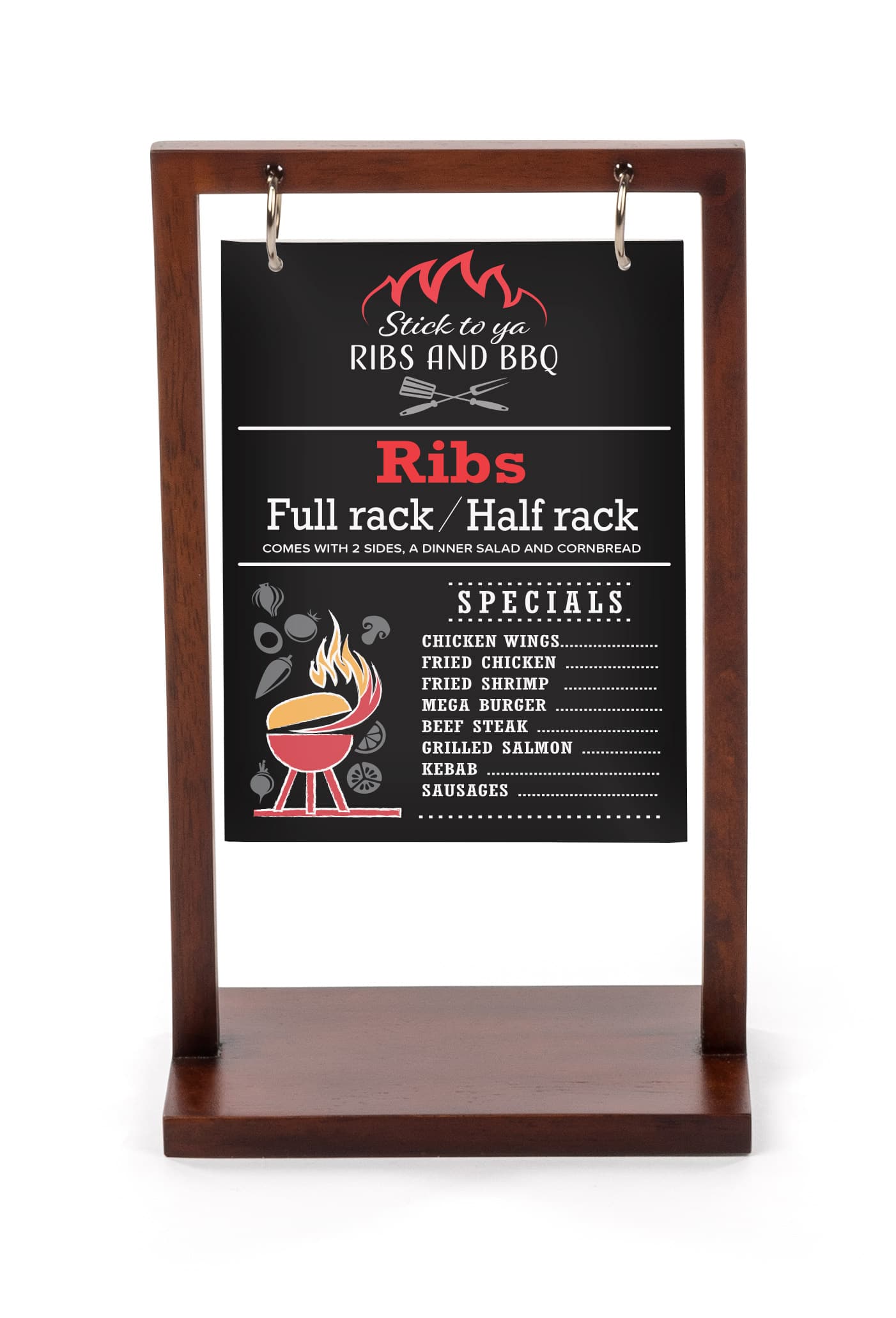 2-Hole Tabletop Menu Display | Elegant 5” x 7” Dark Brown Frame ...